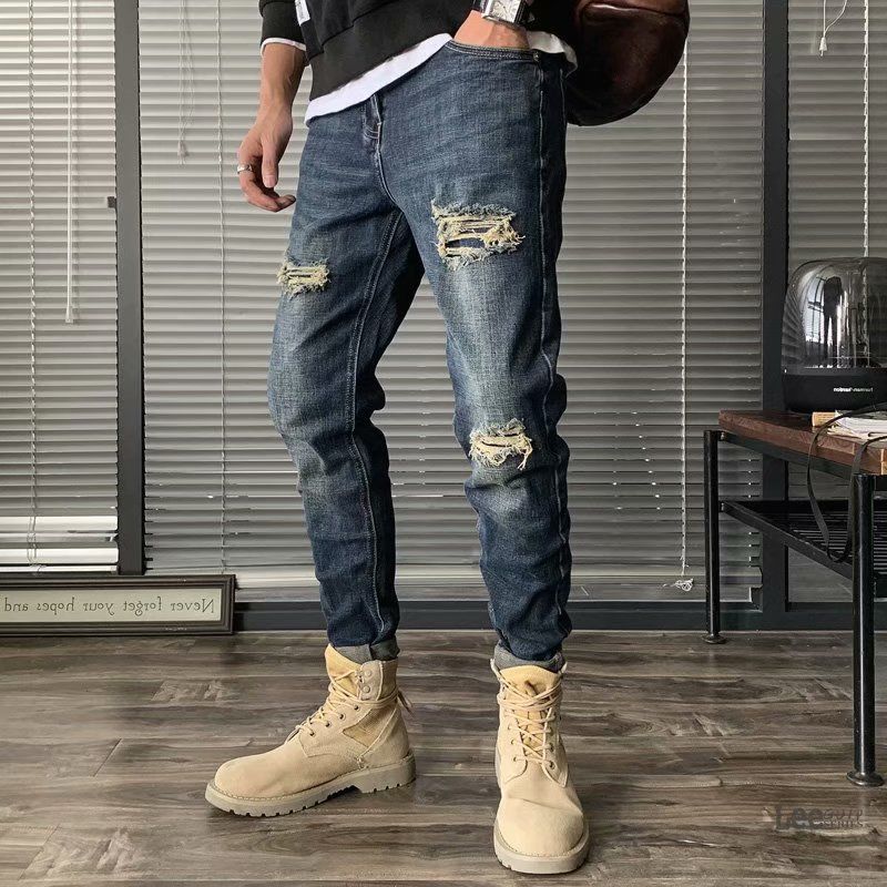 Streetwear Brand Jeans - Ripped Jeans Men's Autumn New Korean