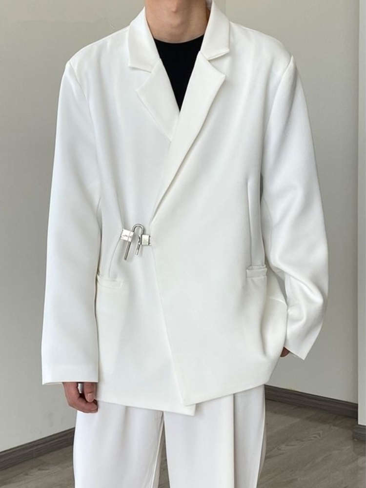 Men's White Casual Blazer Set  - Streetwear Brand Niche 评论和价格