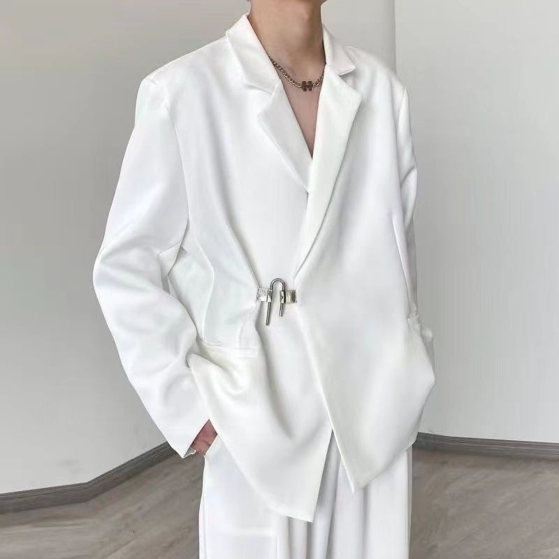 Men's White Casual Blazer Set  - Streetwear Brand Niche 评论和价格