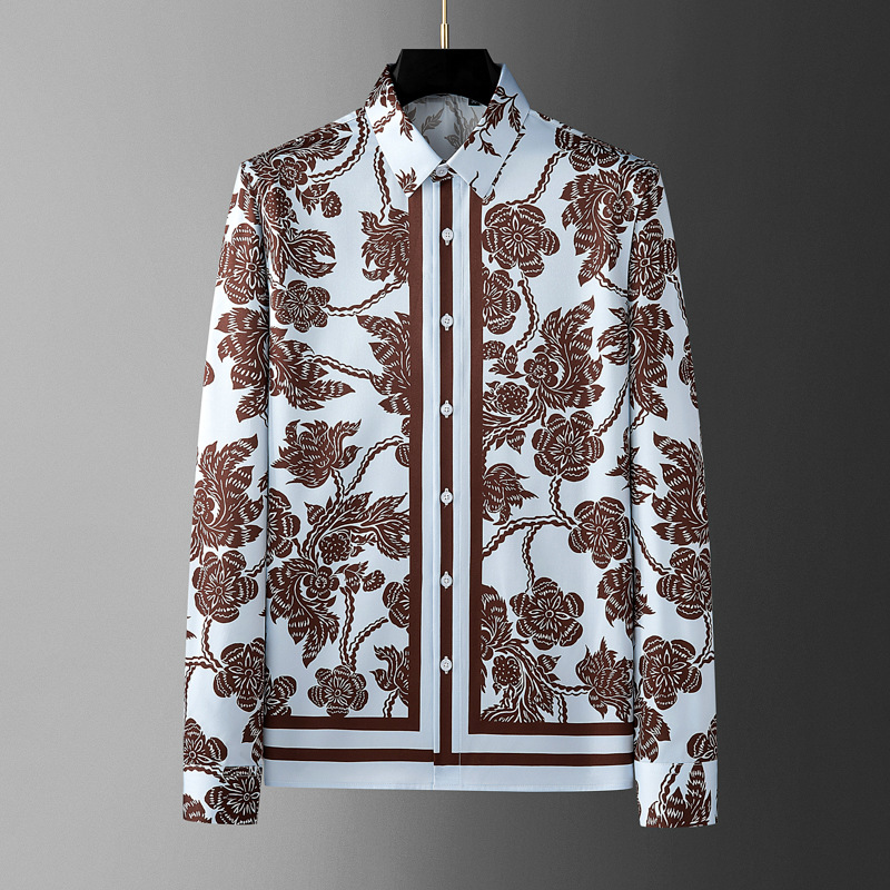 Brand Flower Printed Men's Shi - Streetwear Brand With Flowers 评论和价格